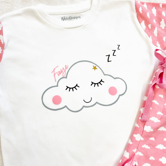 Personalised Pink Cloud Children's Short Pyjamas