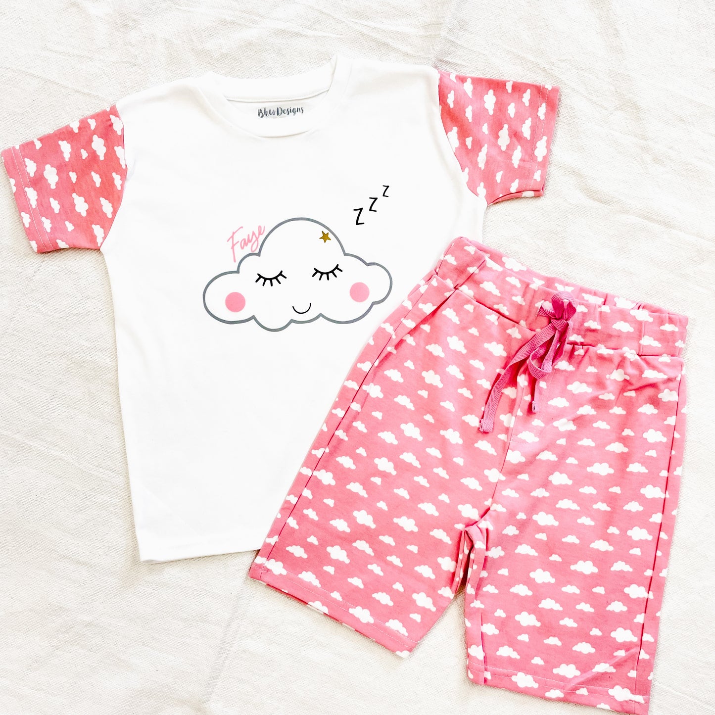 Personalised Pink Cloud Children's Short Pyjamas