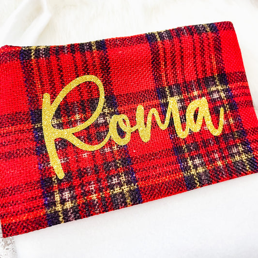 Personalised Pet Paw Christmas Stocking Red Tartan