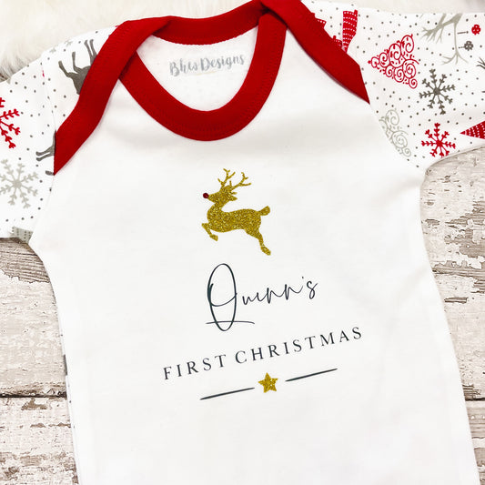 Personalised First Christmas Reindeer Bodysuit