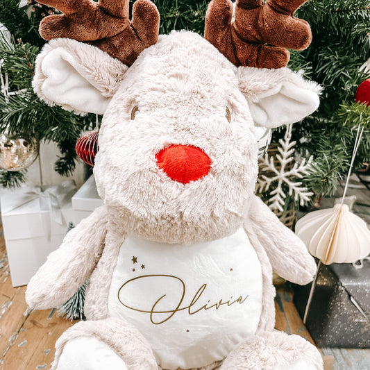 Personalised Name Christmas Reindeer Large Teddy