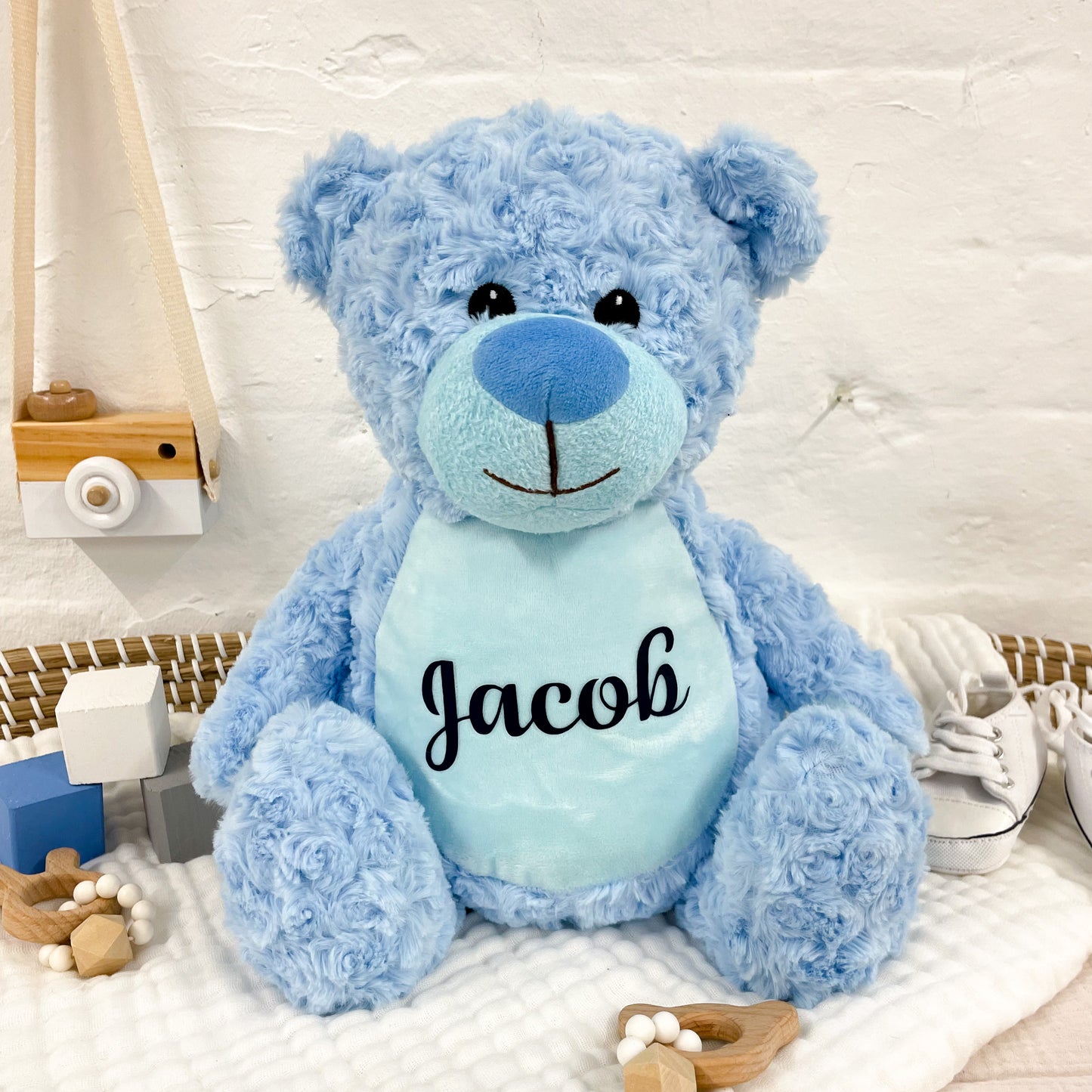 Personalise Blue Teddy Soft Toy
