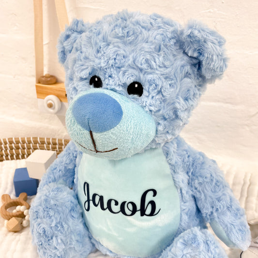 Personalise Blue Teddy Soft Toy