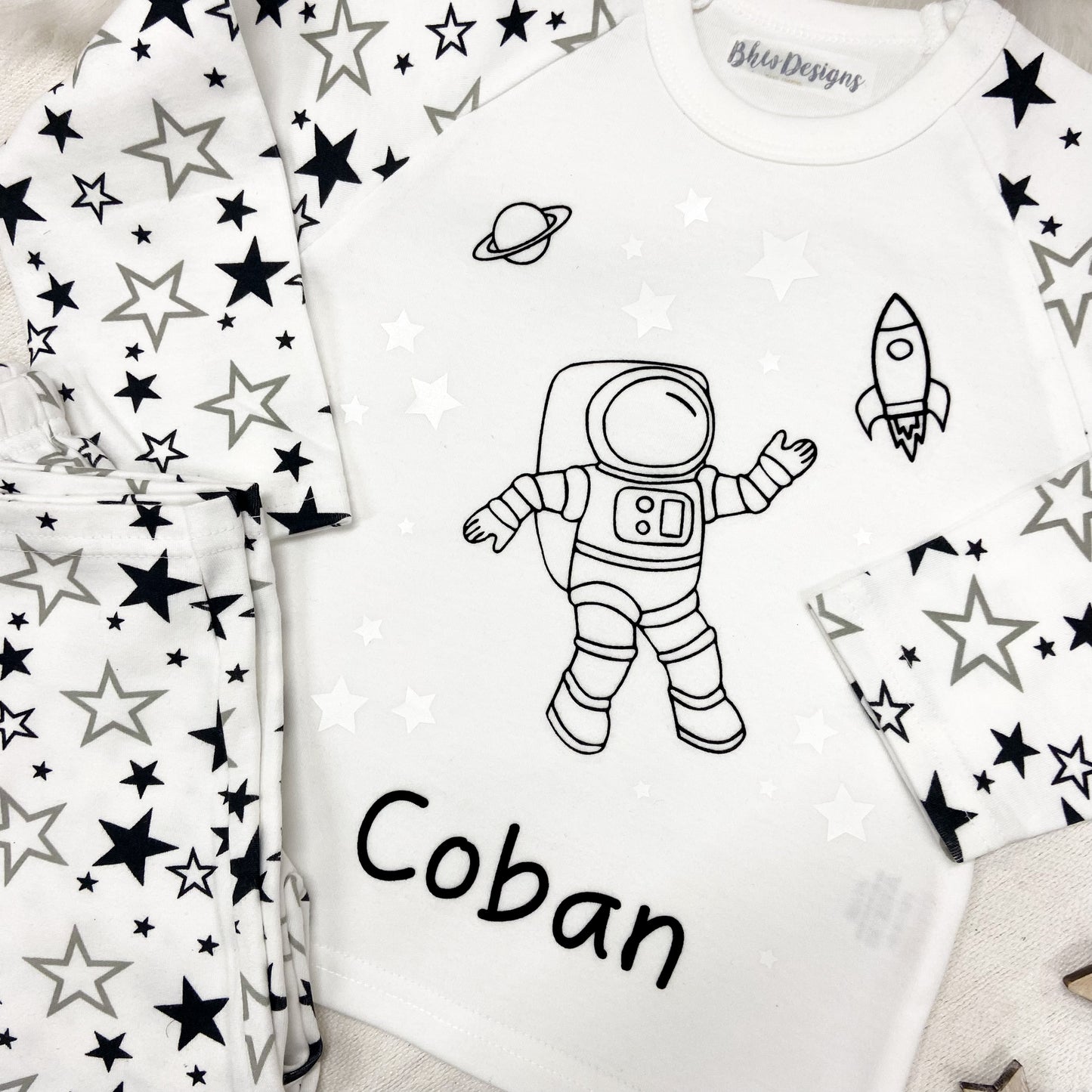 Personalised Children's astronaut Glow in the Dark Pyjamas