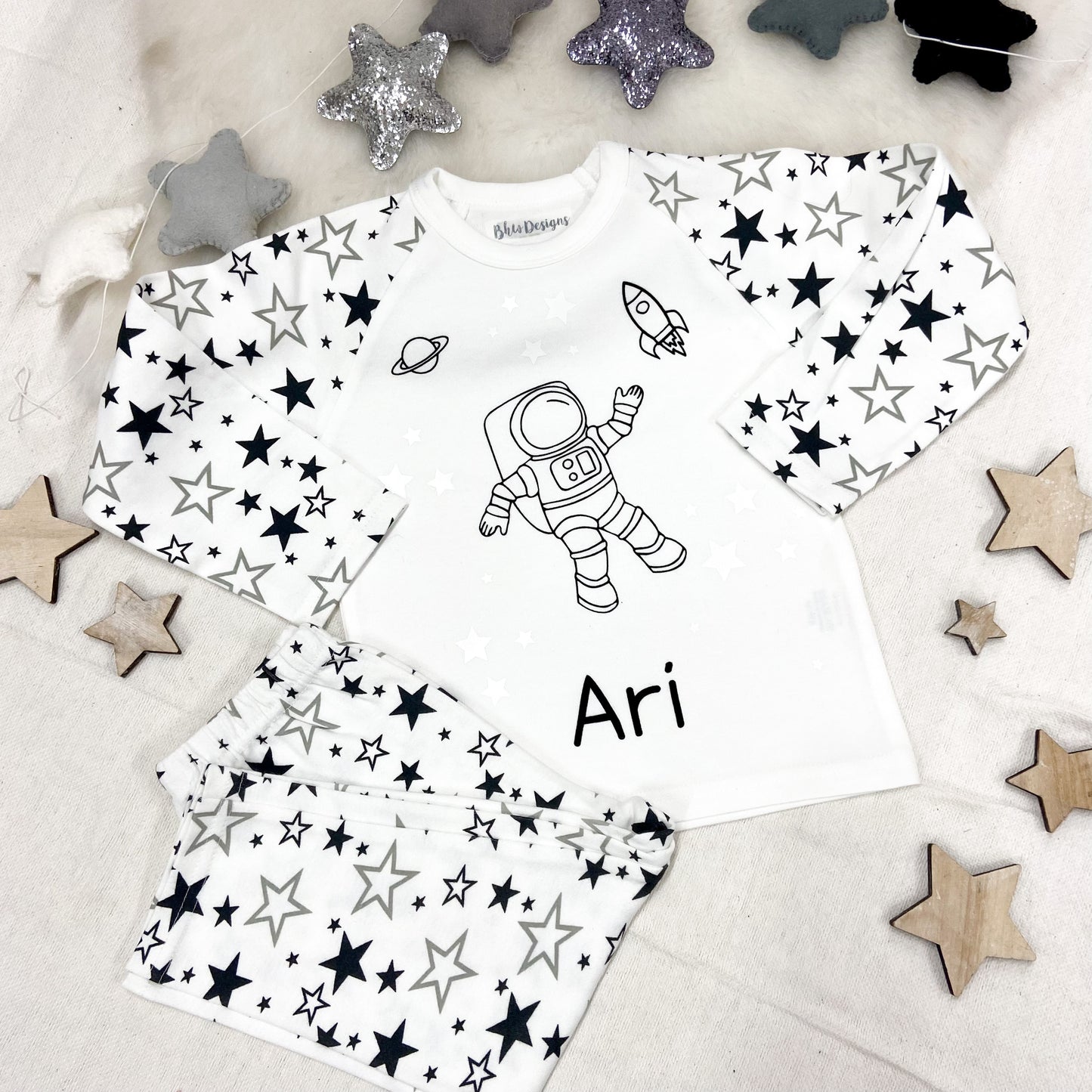 Personalised Children's astronaut Glow in the Dark Pyjamas