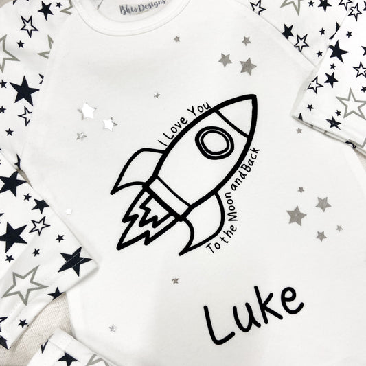 Personalised Children's Rocket and Star Pyjamas
