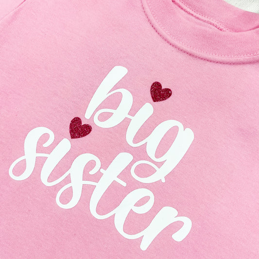 Big Sister Heart Pink T-Shirt