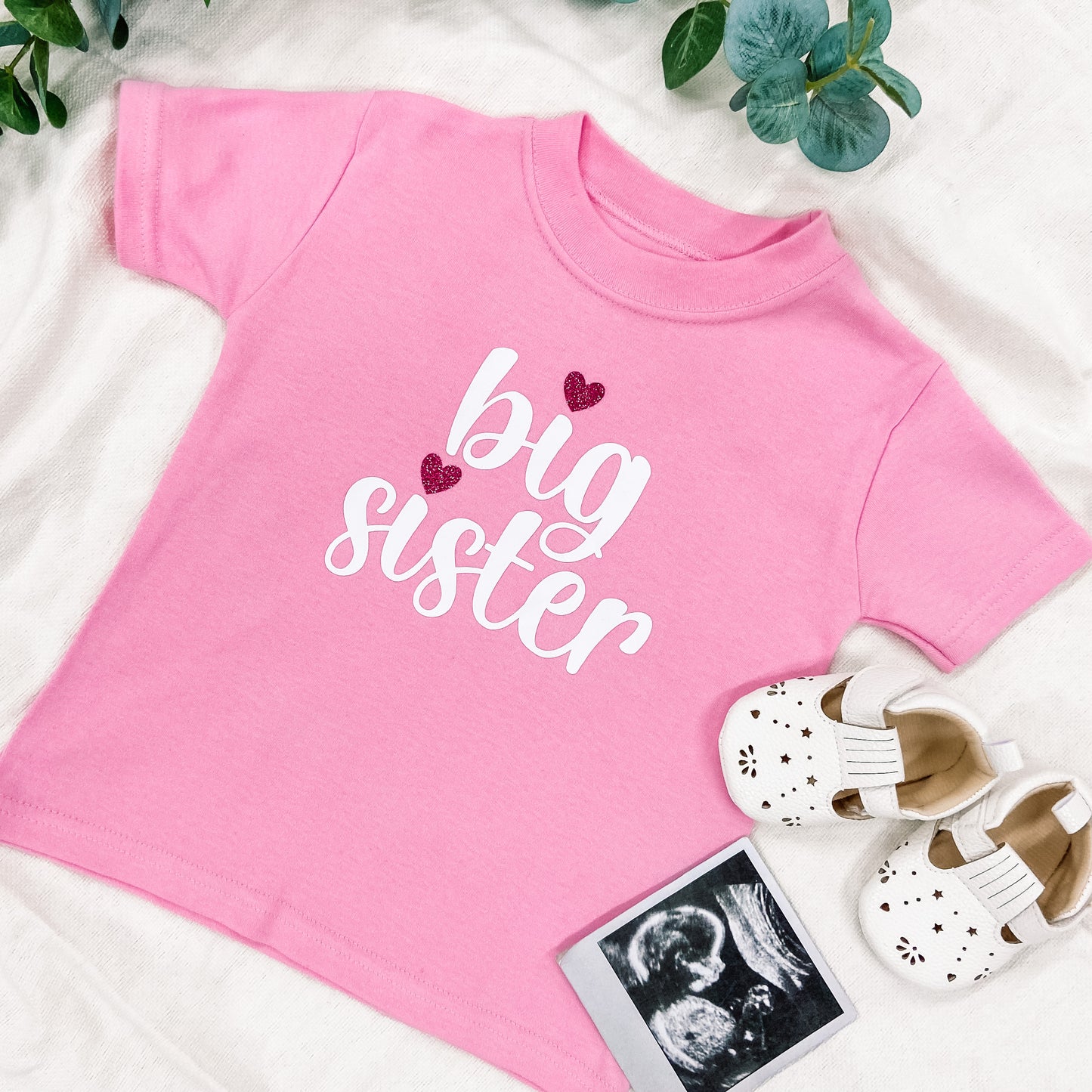 Big Sister Heart Pink T-Shirt