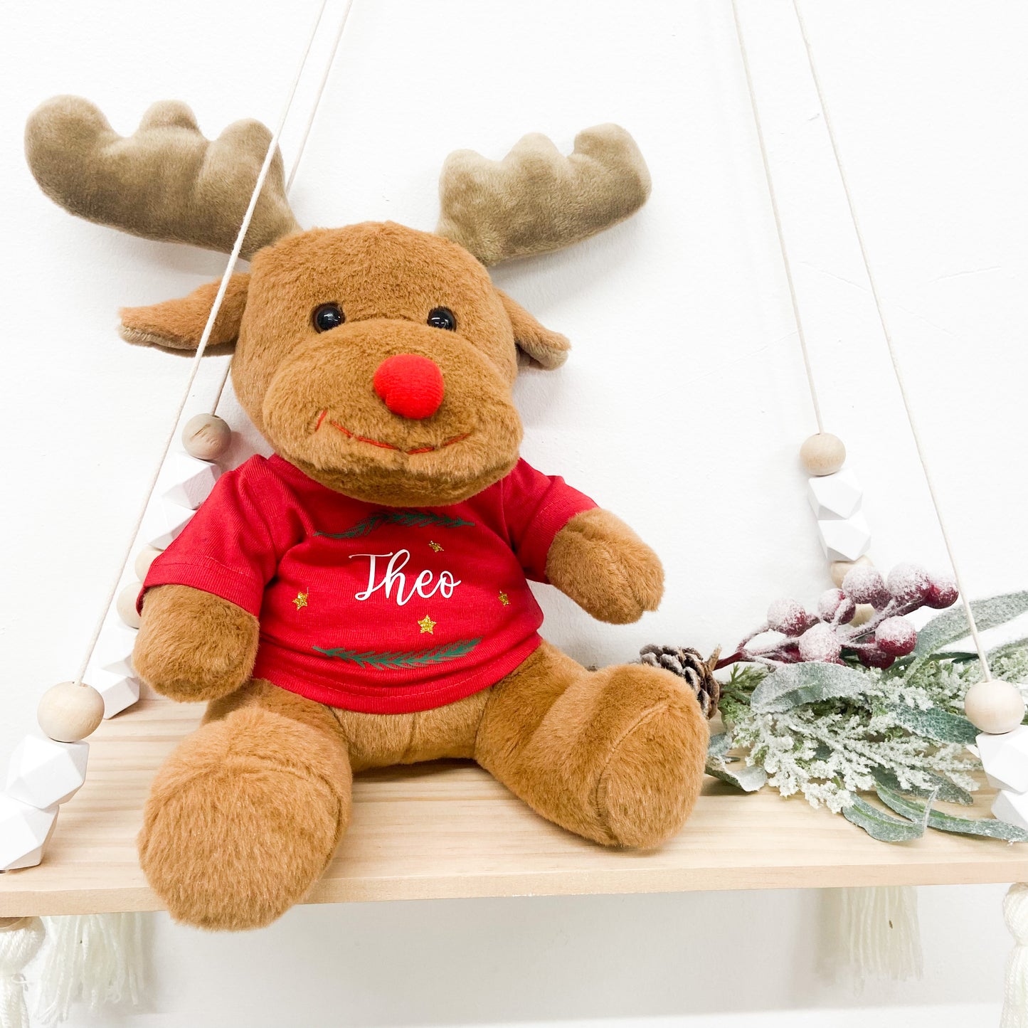 Personalised Brown Reindeer Teddy with T-shirt