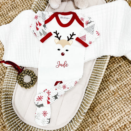 Personalised Baby Boy Reindeer Bodysuit
