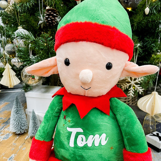 Personalised Name Elf Christmas Large Soft Toy