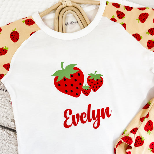 Personalised Strawberry Print Children's Short Pyjamas