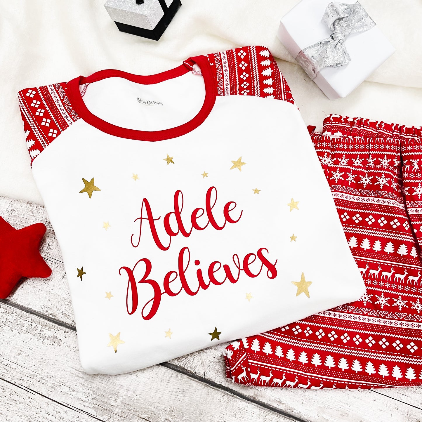 Women's Personalised Believes Christmas Fair Isle Pyjamas