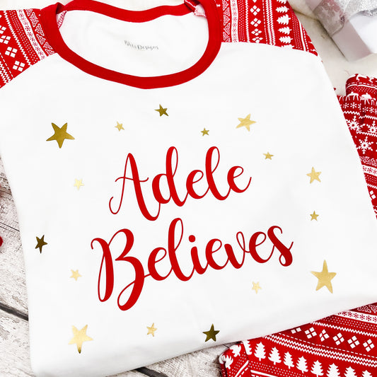 Women's Personalised Believes Christmas Fair Isle Pyjamas