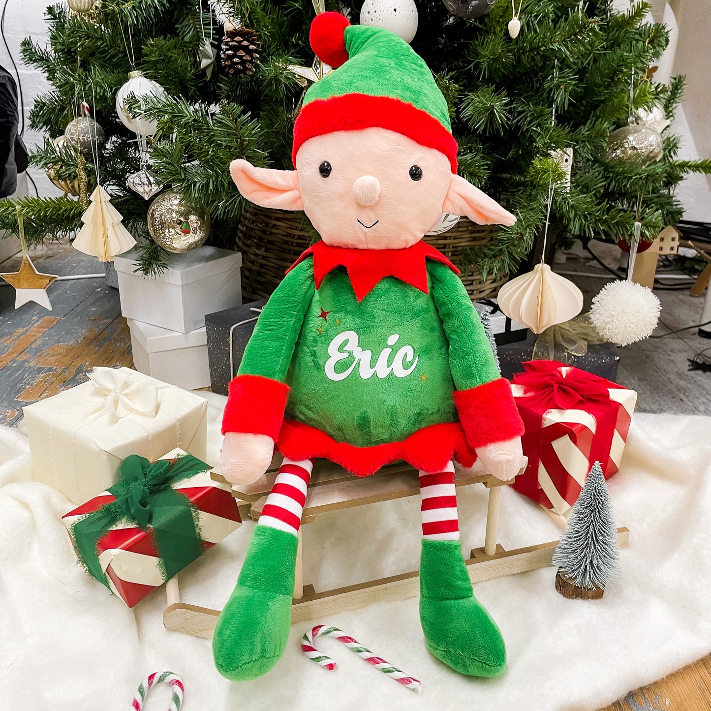 Personalised Name Elf Christmas Large Soft Toy