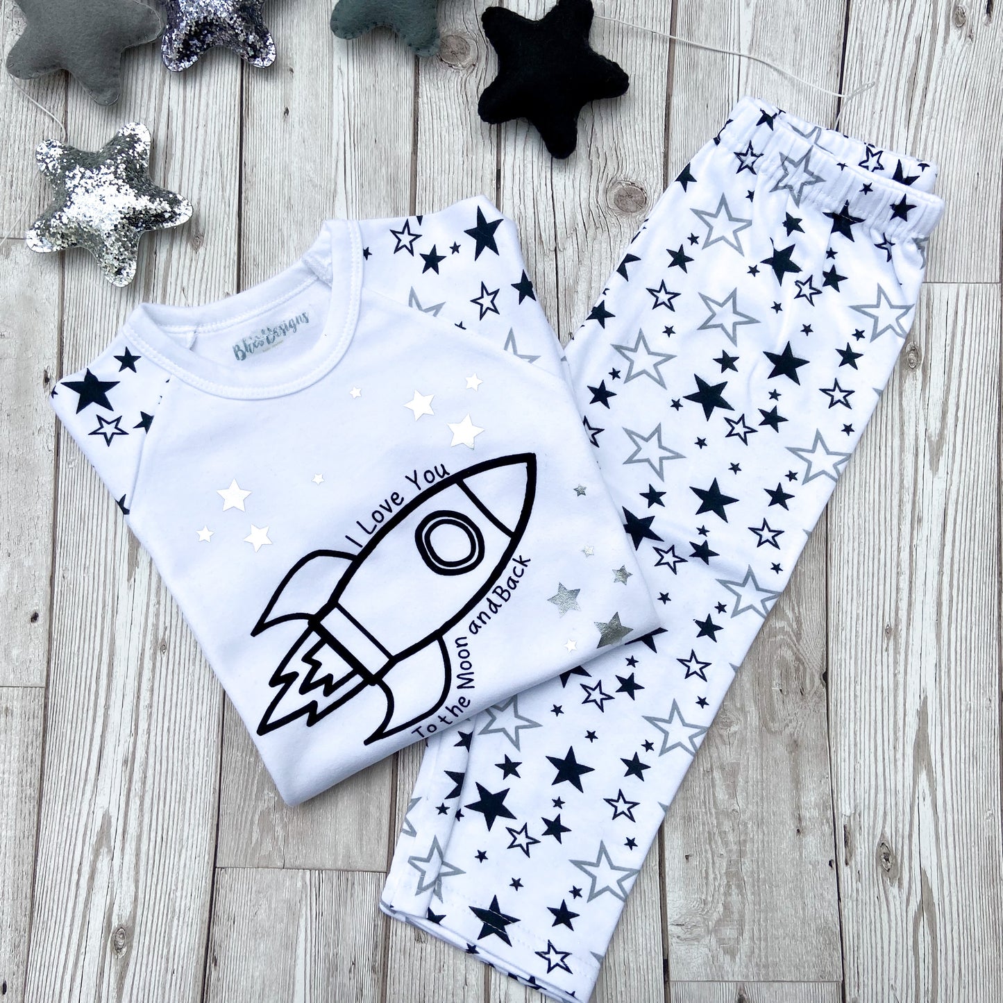Personalised Children's Rocket and Star Pyjamas