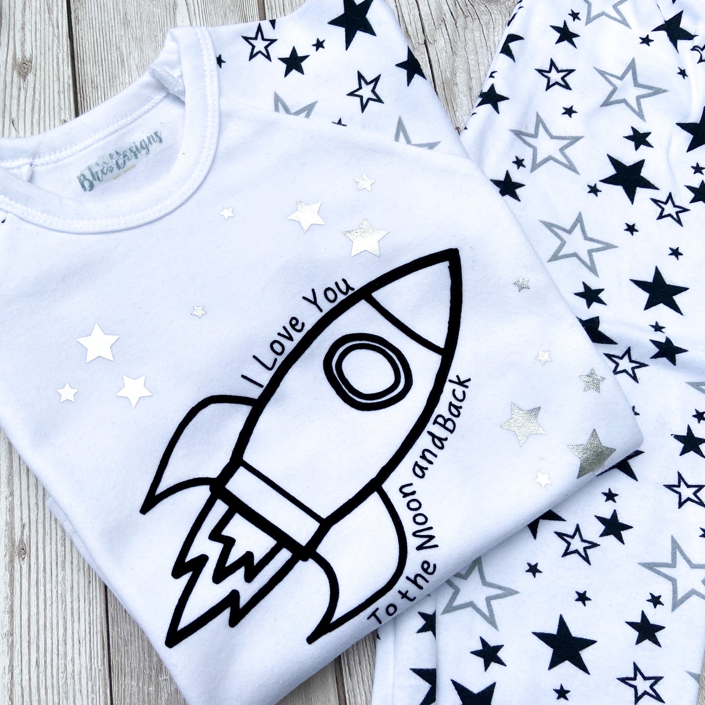 Personalised Children's Rocket and Star Pyjamas