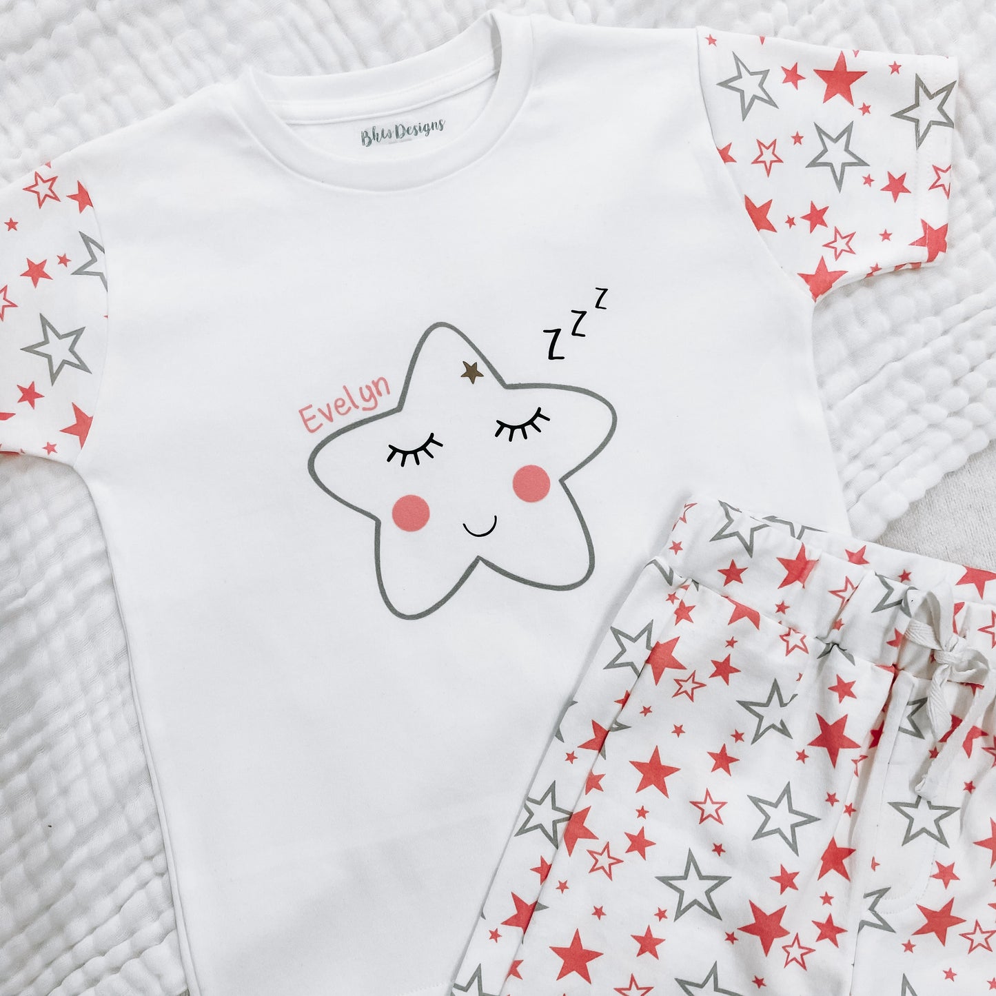 Personalised Pink Star Children's Short Pyjamas