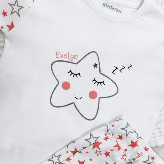 Personalised Pink Star Children's Short Pyjamas