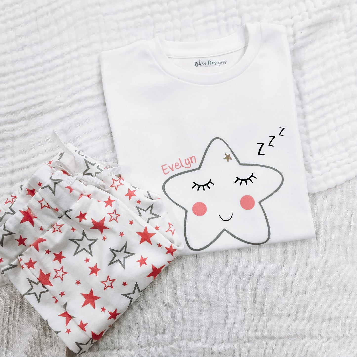 Personalised Pink Star Children's Short Pyjamas