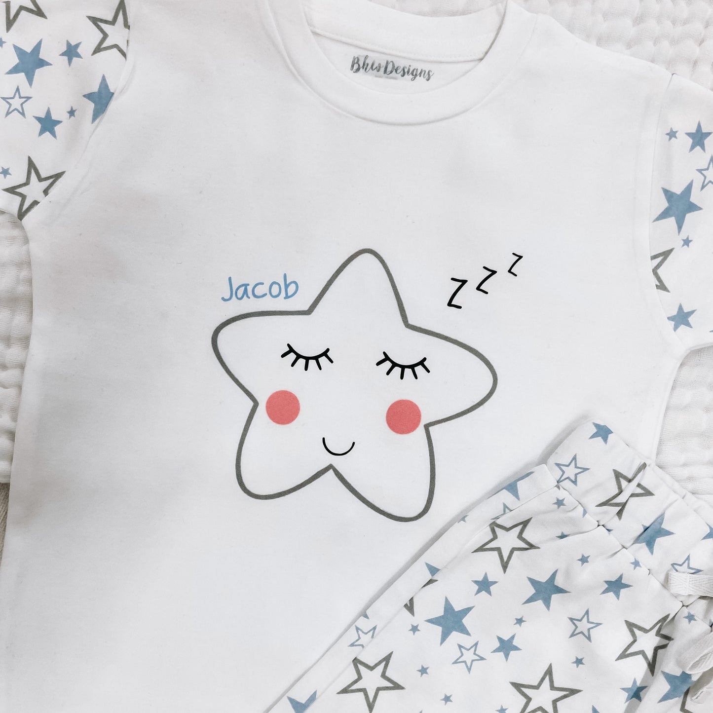 Personalised Blue Star Children's Short Pyjamas