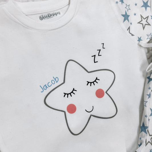 Personalised Blue Star Children's Short Pyjamas
