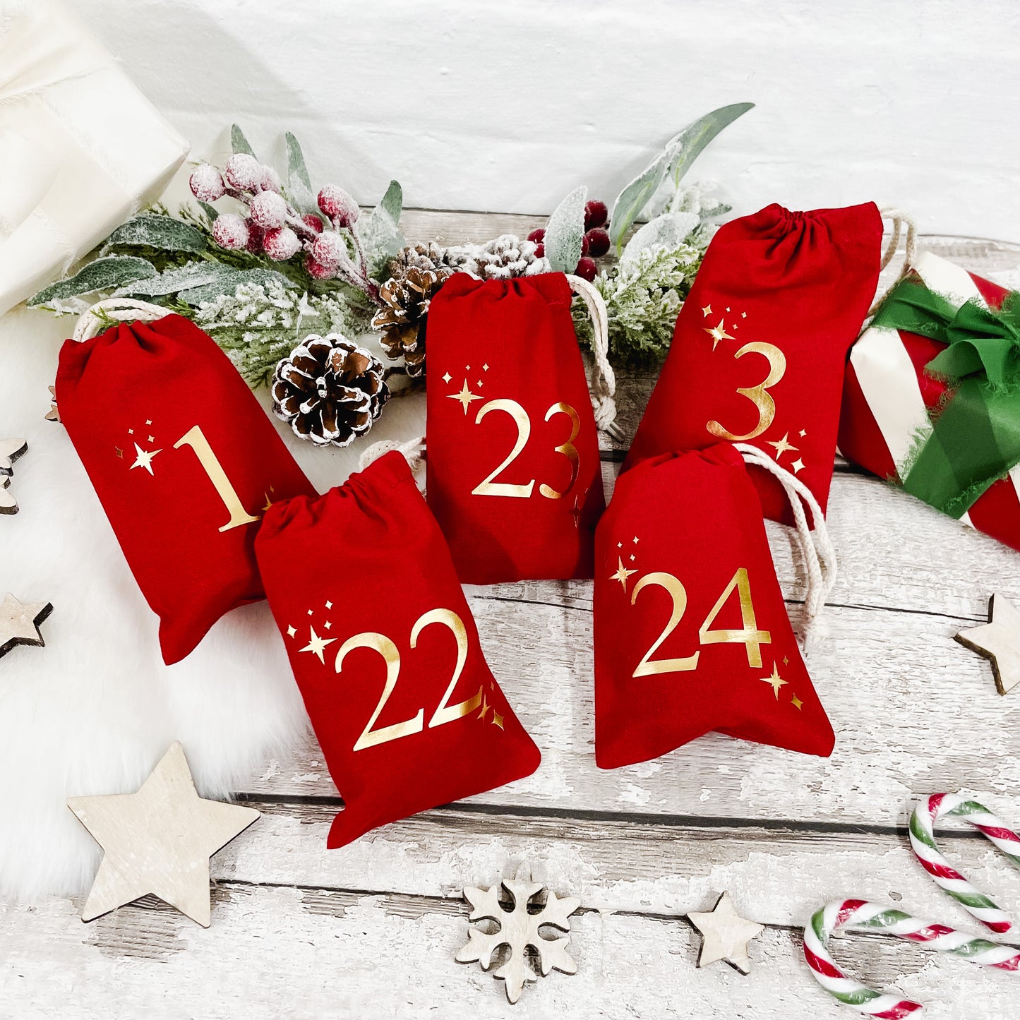 Advent Calendar Fill your own Bags 1-24 - Red