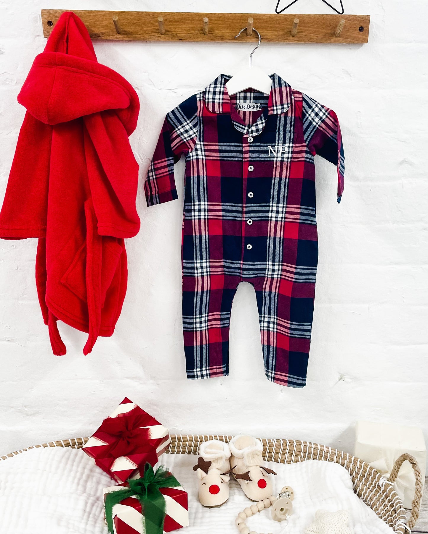 Personalised initial Tartan Romper Onesie