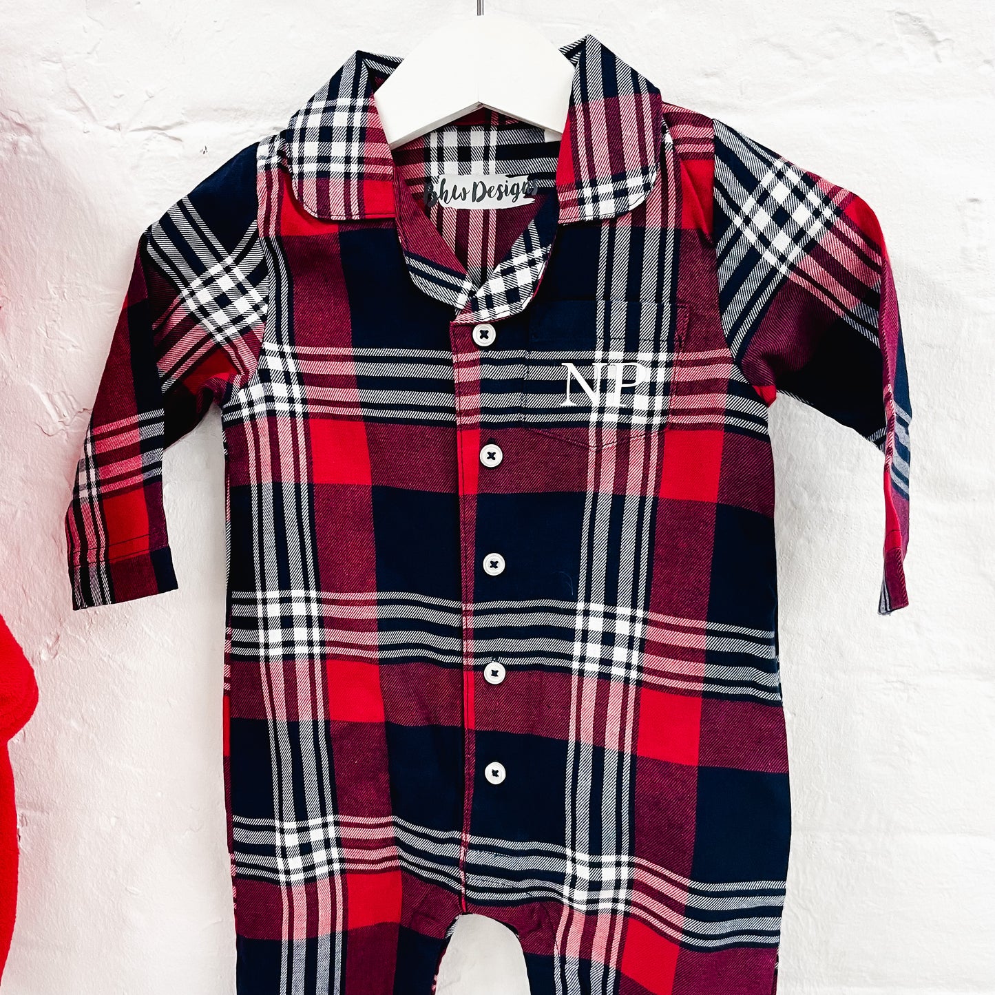 Personalised initial Tartan Romper Onesie