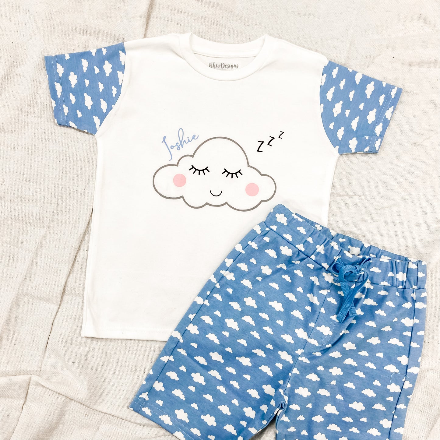 Personalised Blue Cloud Children's Short Pyjamas