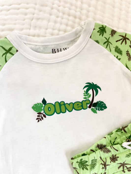 Personalised Palm Leaf Children's Short Pyjamas