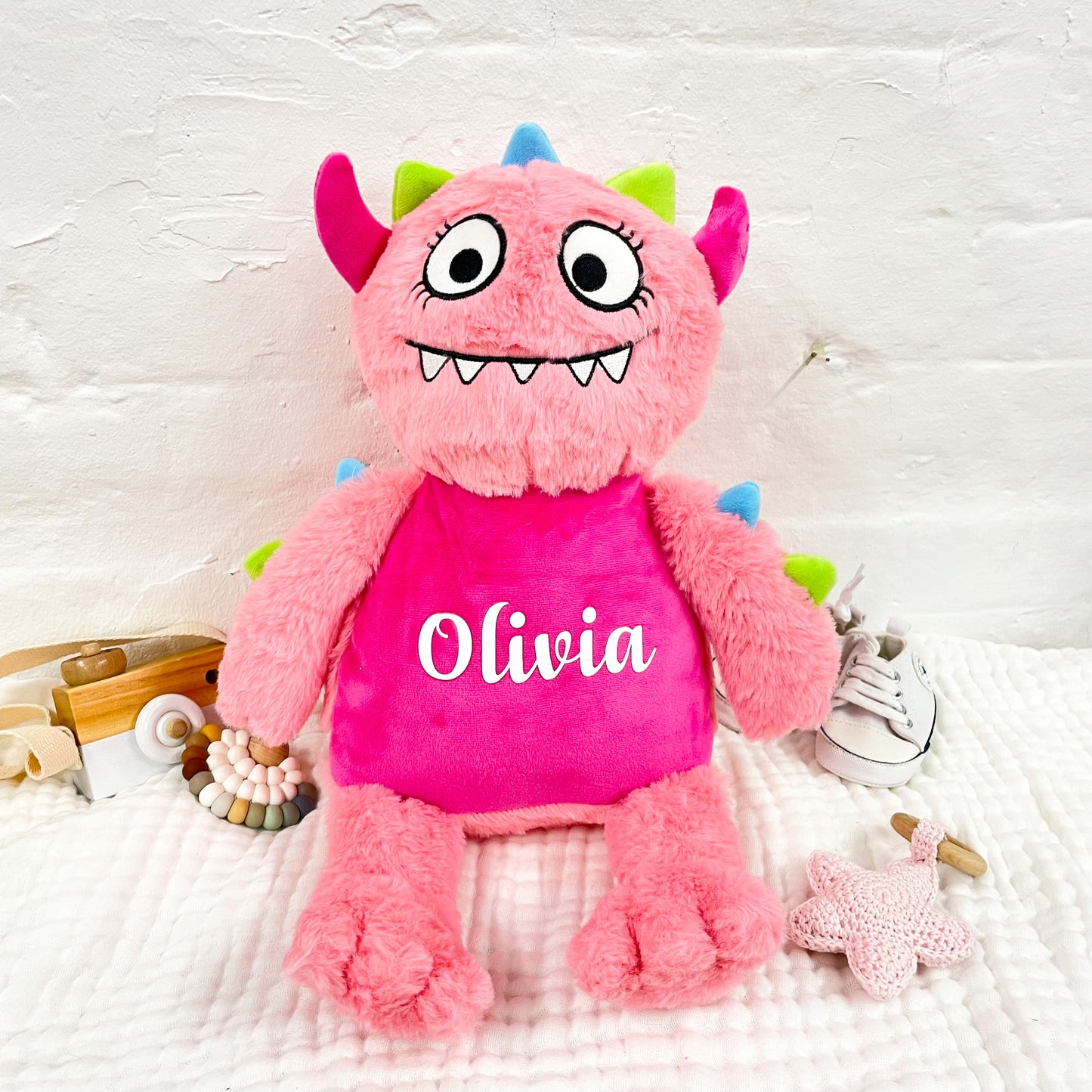 Personalised Pink Monster Soft Toy