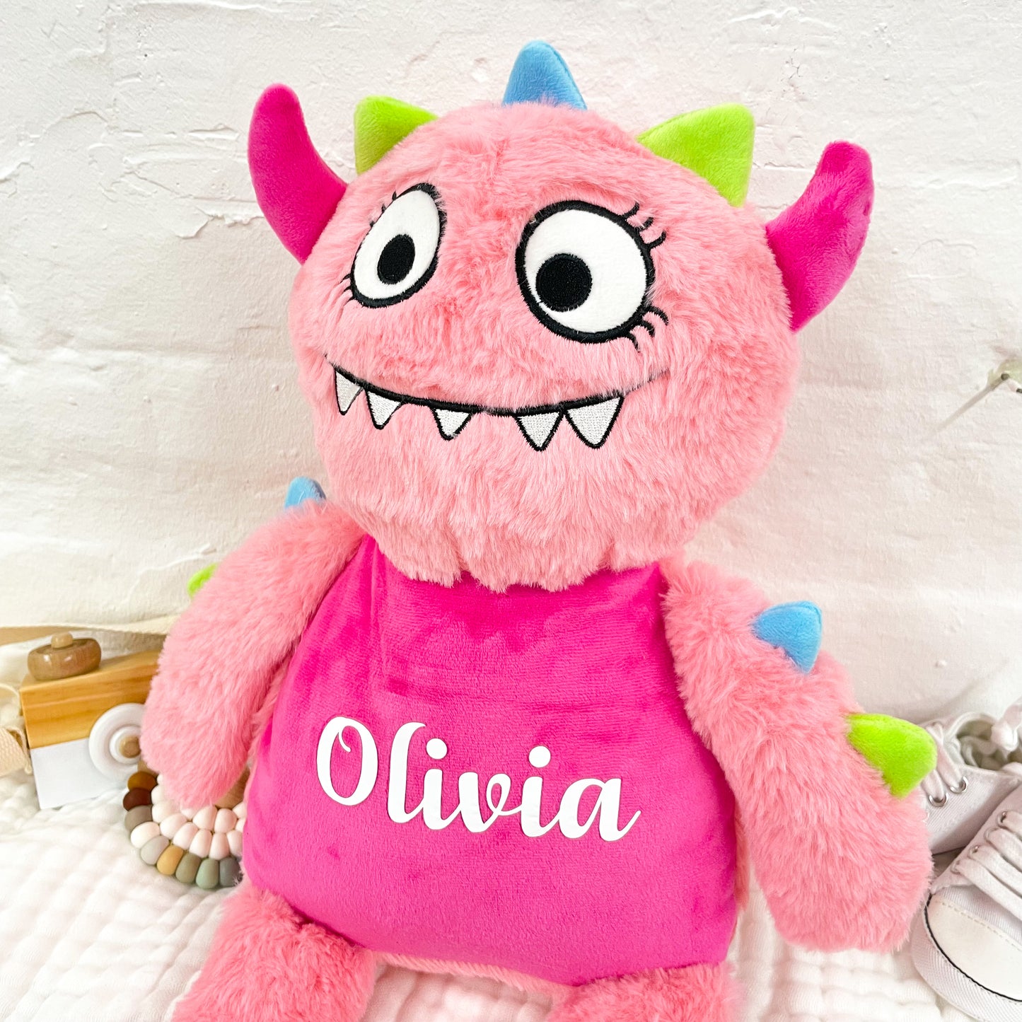 Personalised Pink Monster Soft Toy