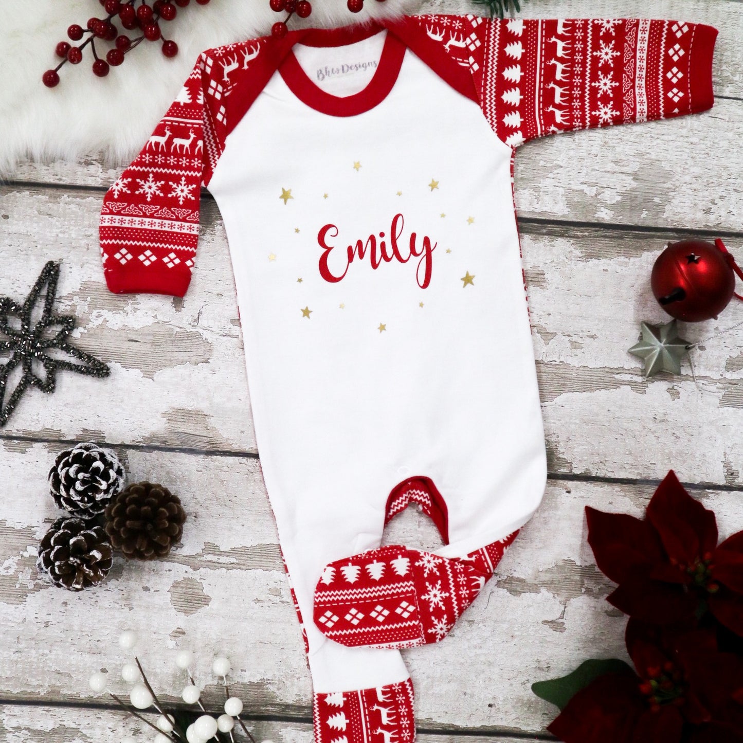 Baby Personalised Fair Isle Print Bodysuit