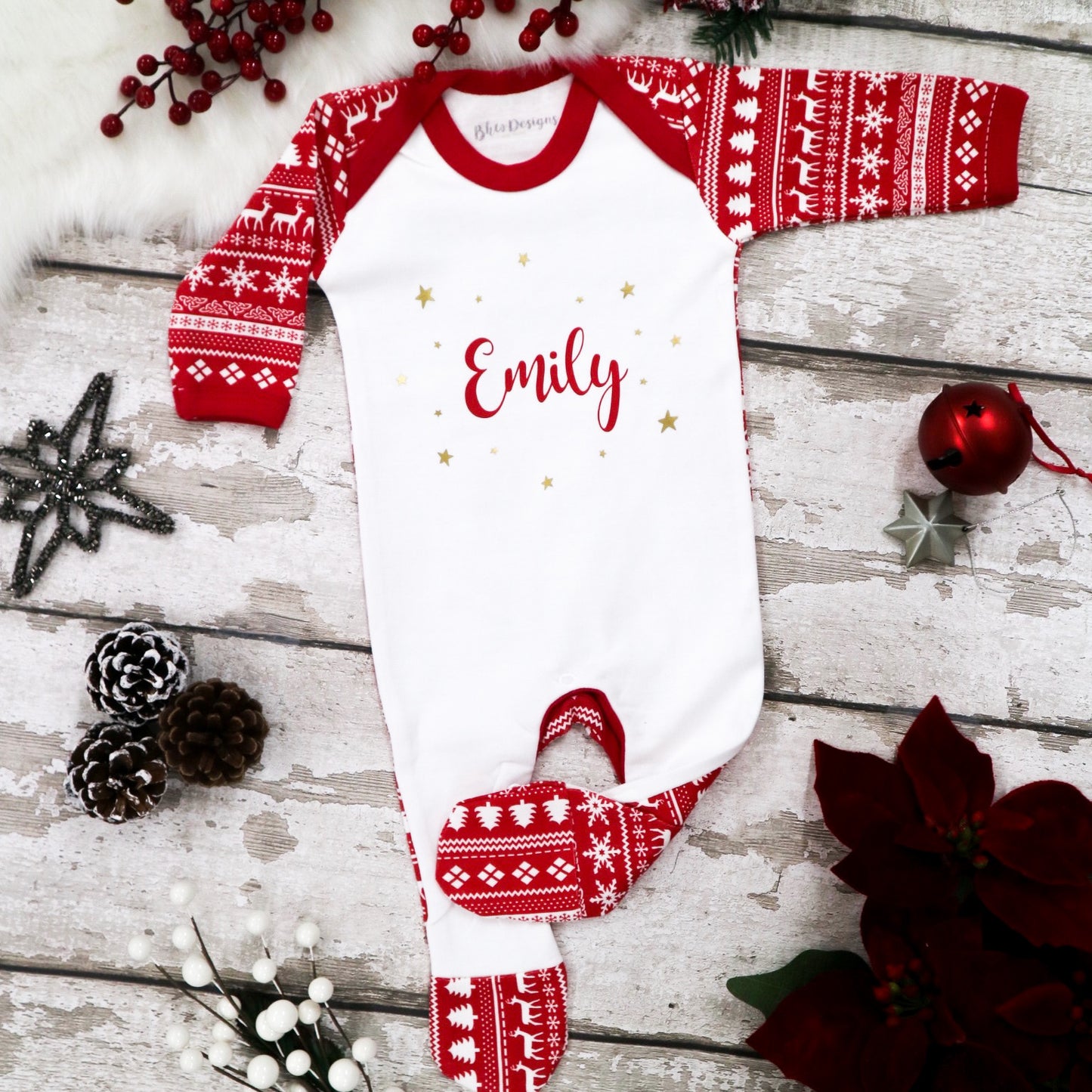 Baby Personalised Fair Isle Print Bodysuit