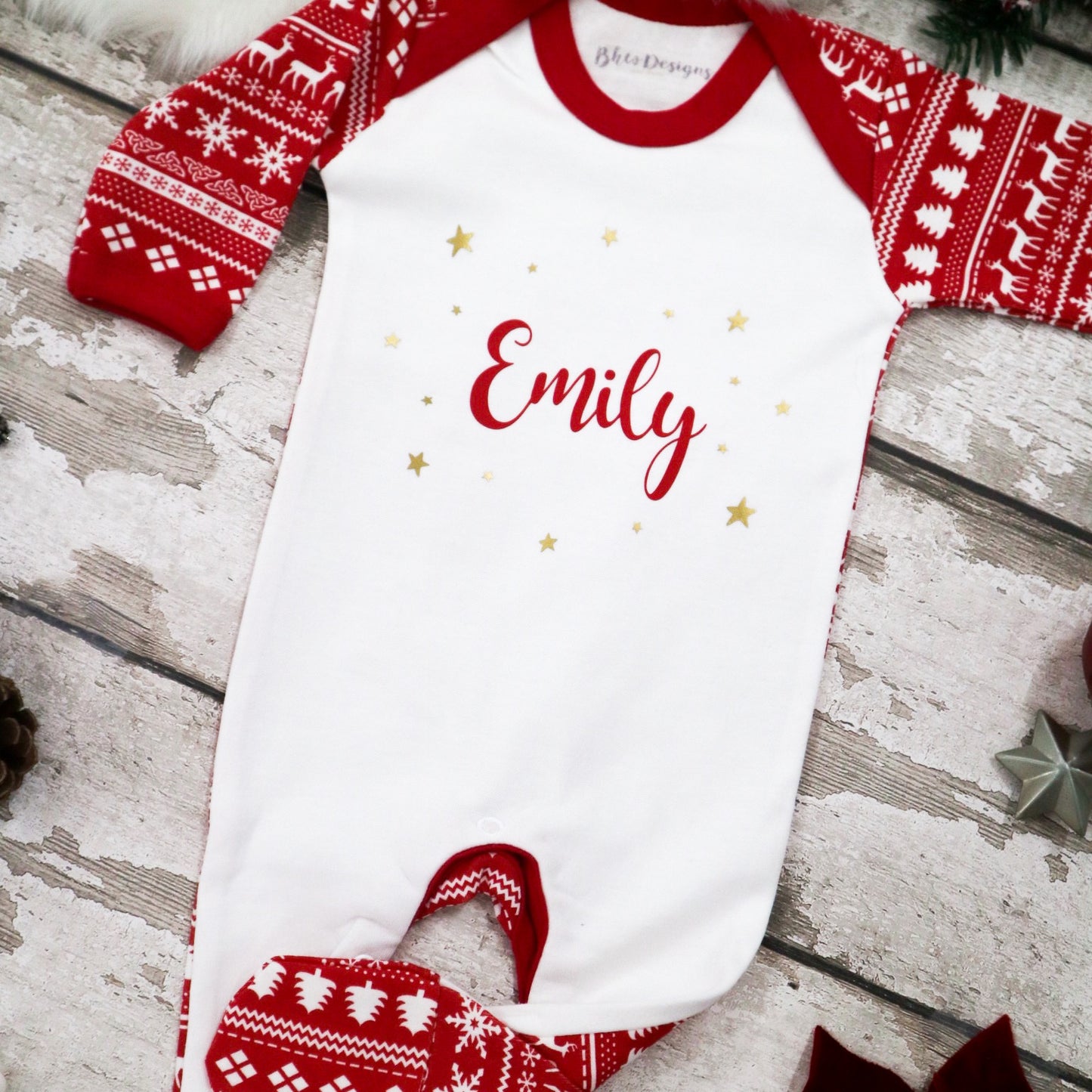 Baby Personalised Fair Isle Print Bodysuit
