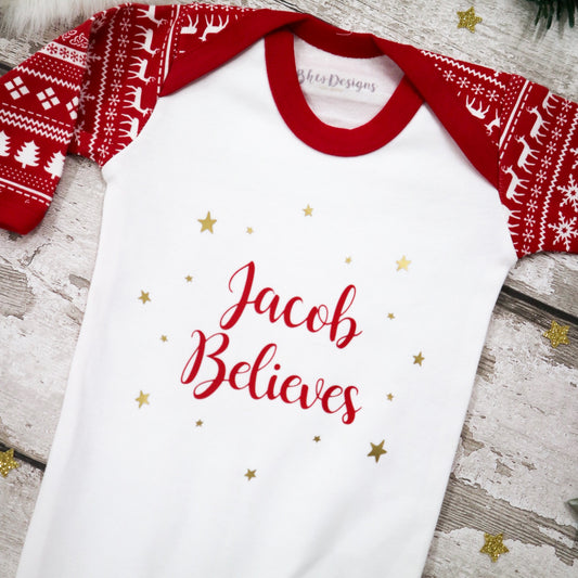 Personalised Believes Fair Isle Print Bodysuit