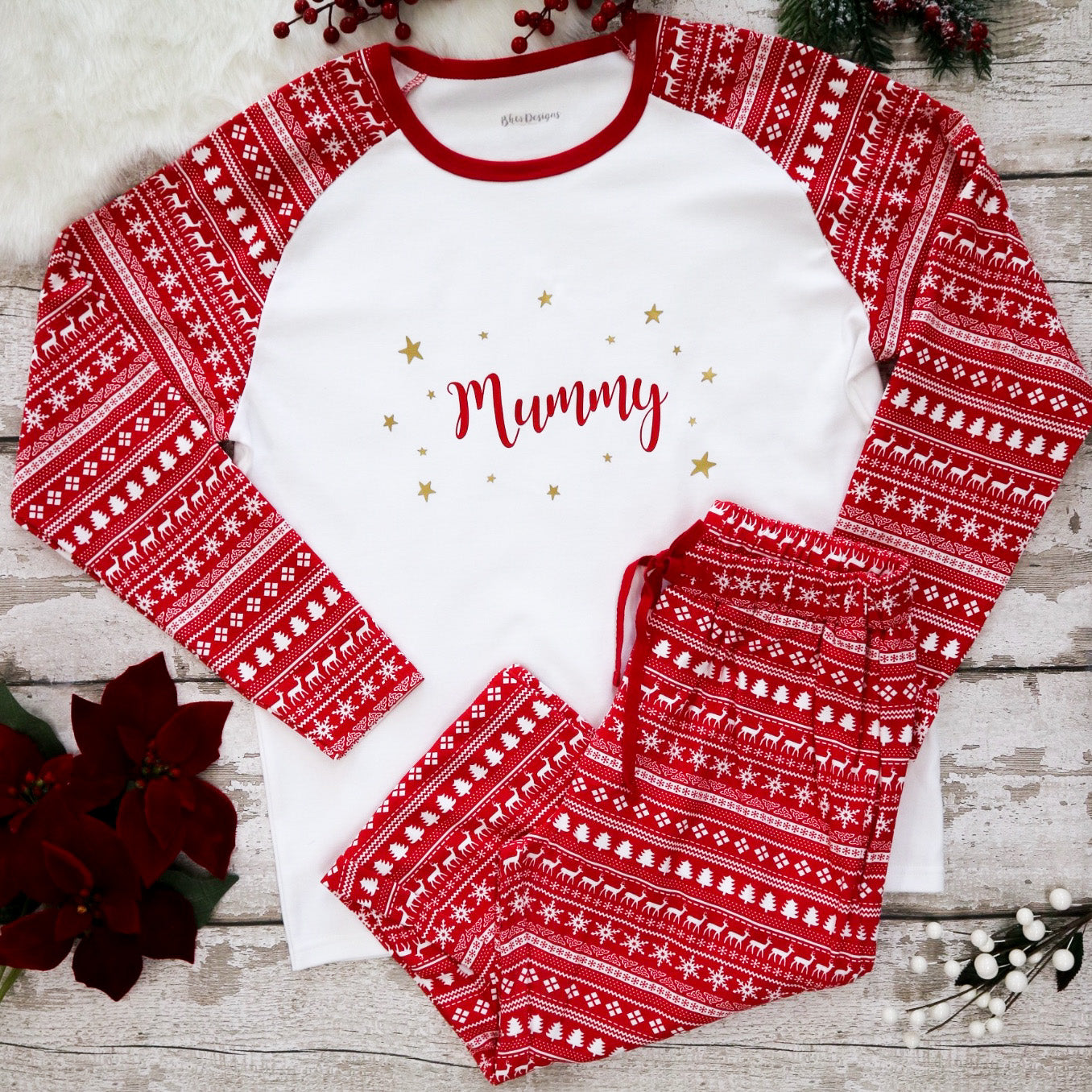 Women's Personalised Christmas Fair Isle Pyjamas