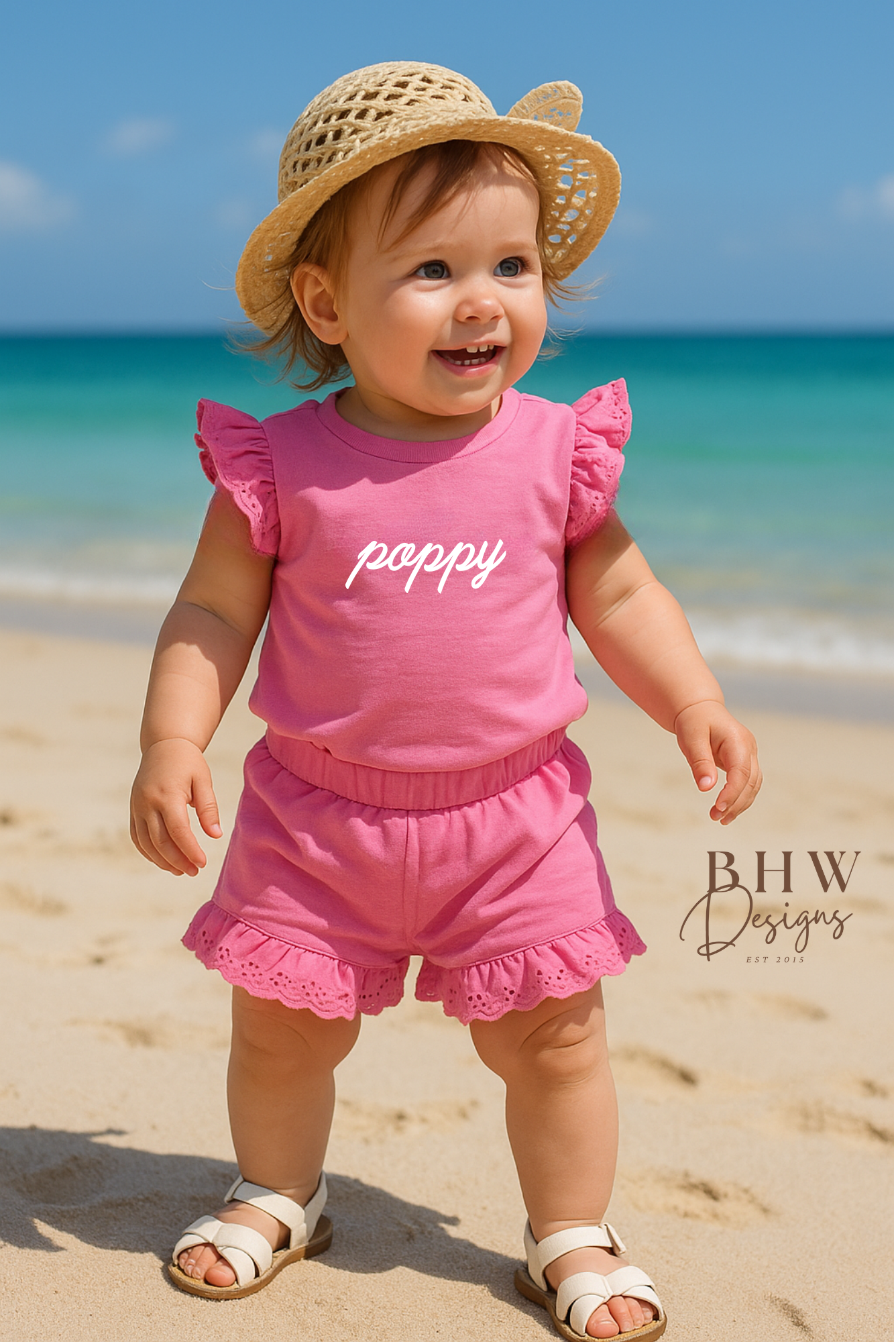 Personalised Frill T-shirt and Short set - Pink
