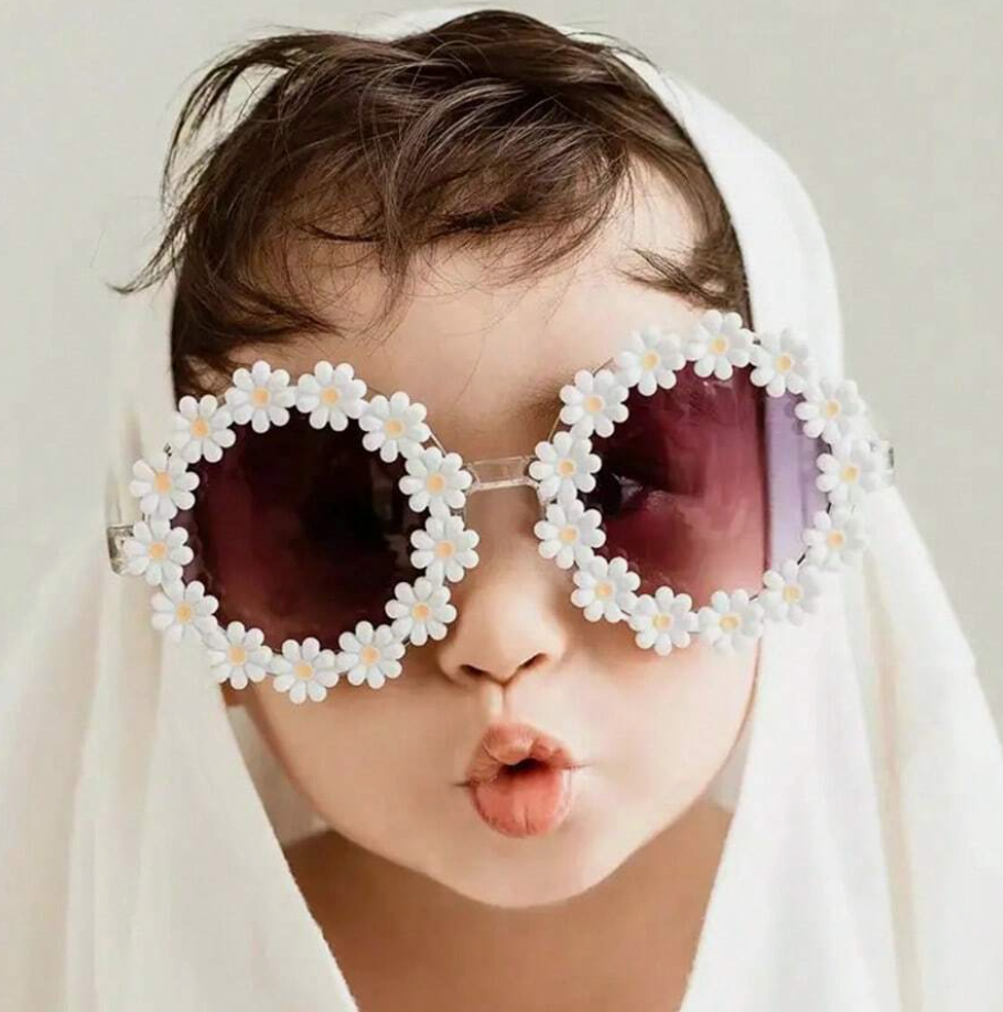 Children's White Daisy Sunglasses