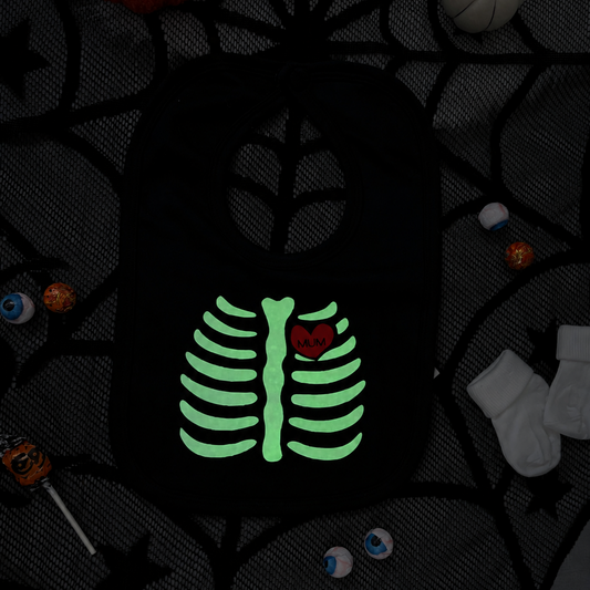 Black Skeleton Glow in the dark Bib