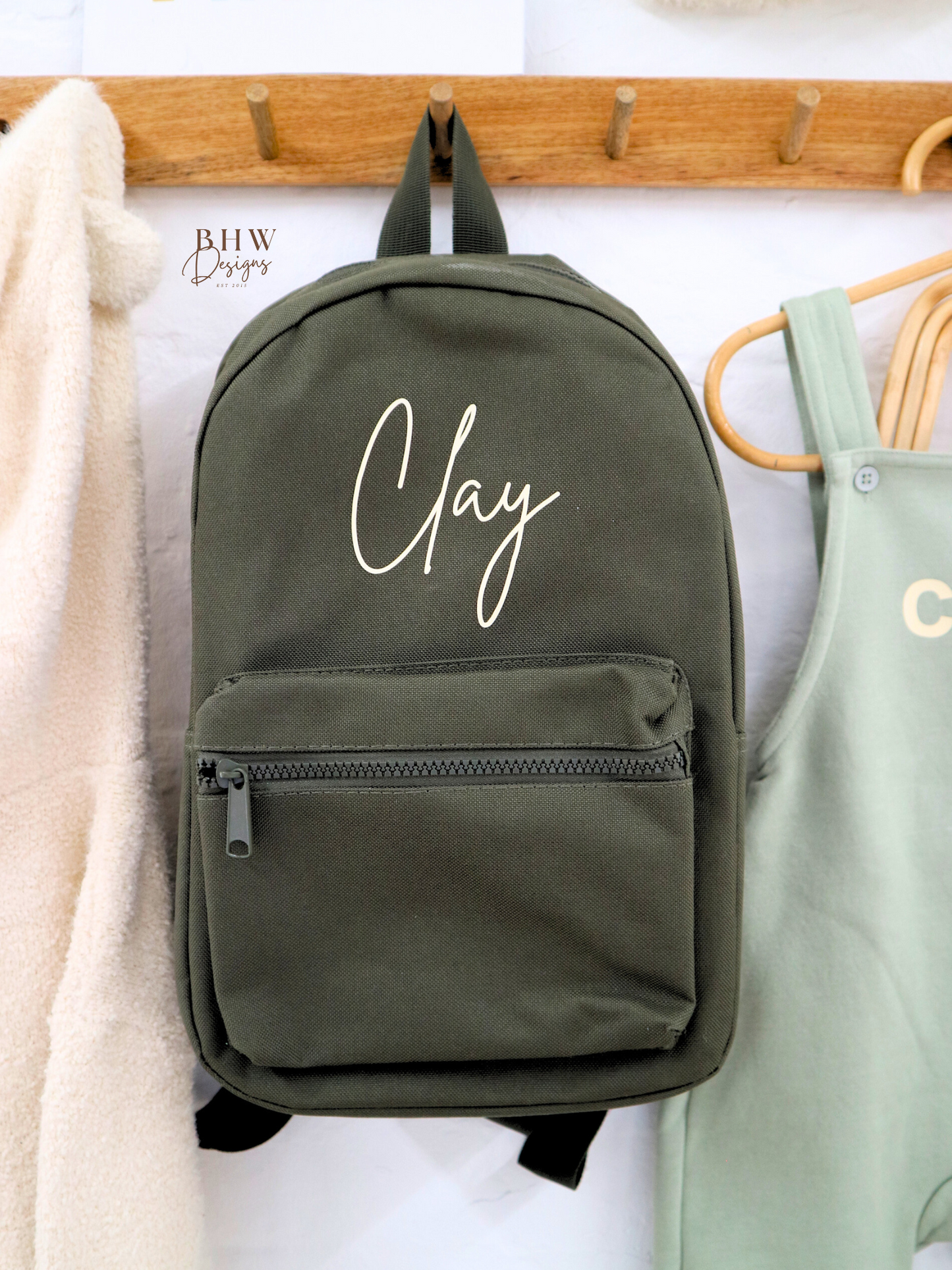 Personalised Kid's Mini Backpack - Olive Green