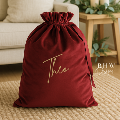 Velvet Gift Sack - Ruby Red