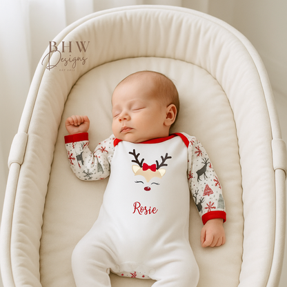 Personalised Baby Girl Reindeer Bodysuit