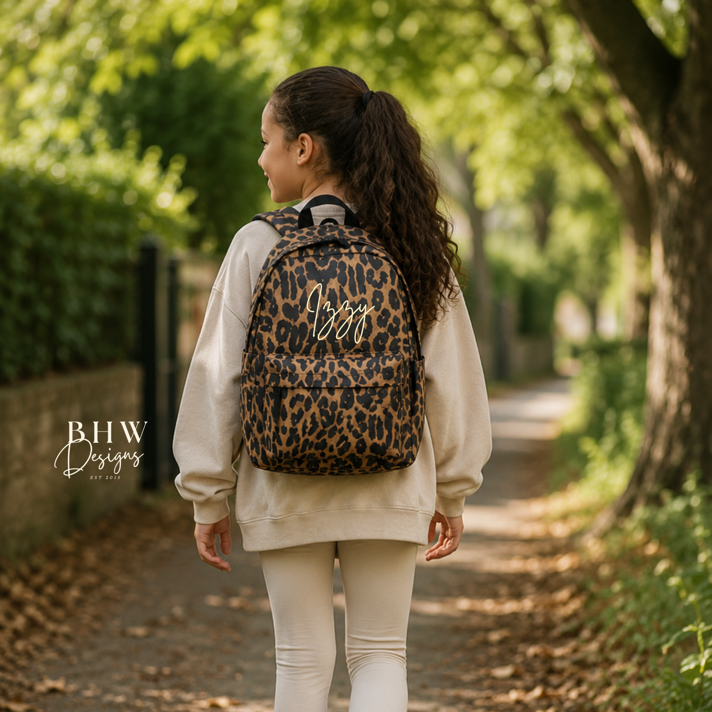 Personalised Leopard Print Kids Backpack