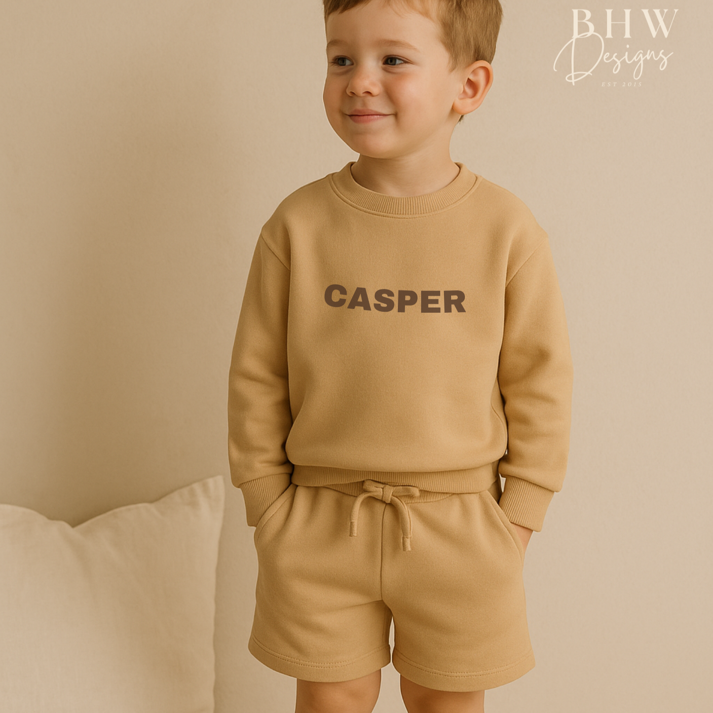 Personalised Sweatshirt and Short Jersey Set - Sand