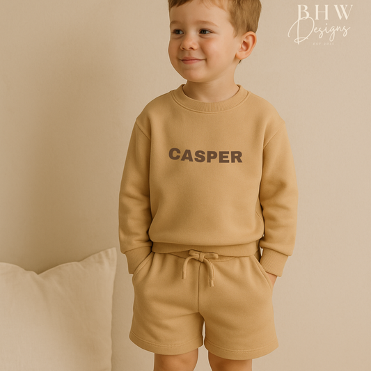 Personalised Sweatshirt and Short Jersey Set - Sand