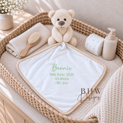 Personalised Cream Teddy bear Comforter