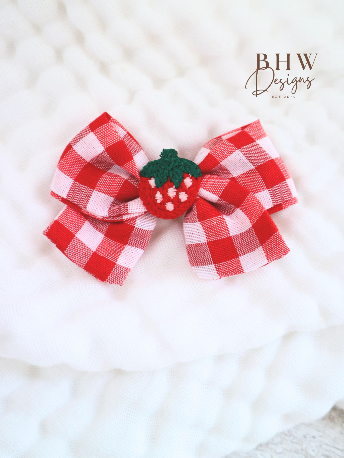 Girl's Strawberry Check Hair bow Set