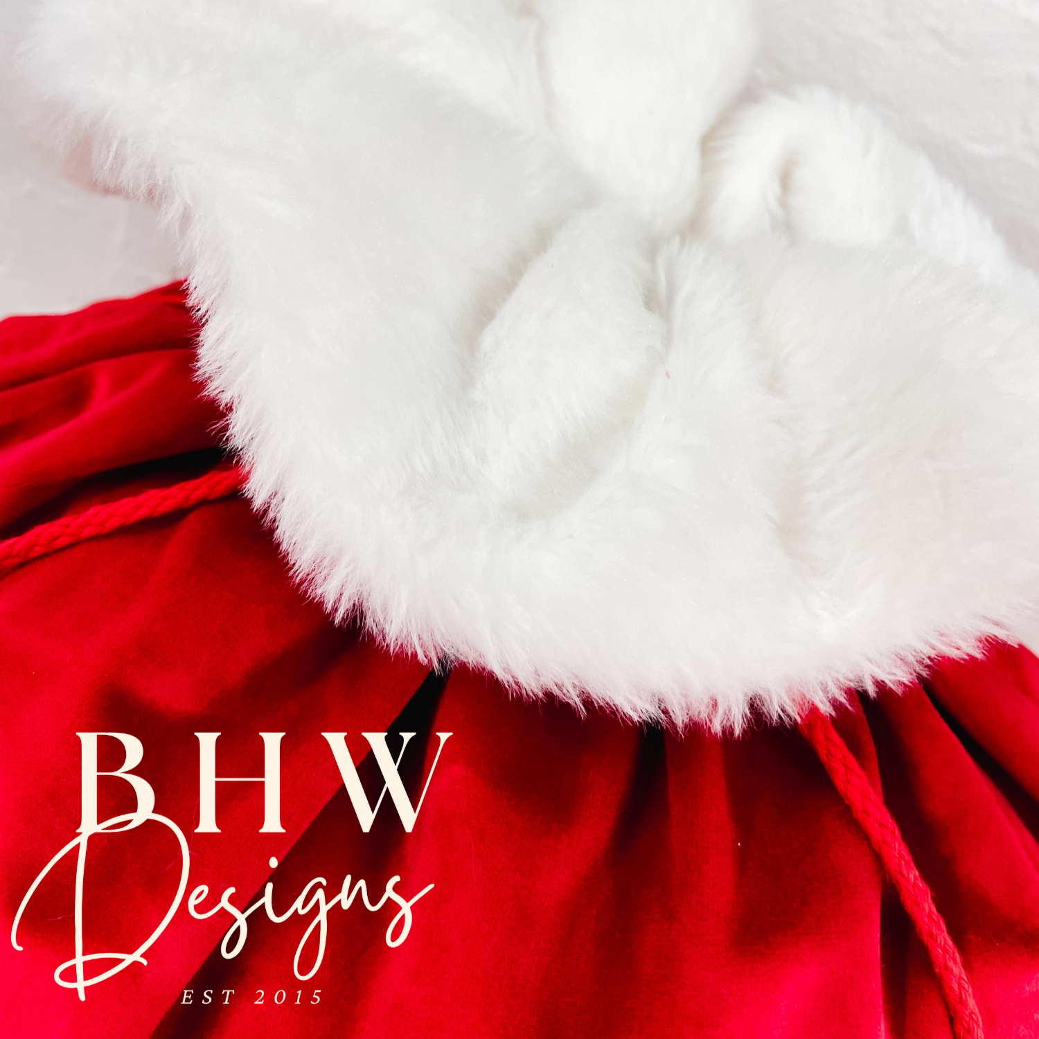 Close-up of a red and white santa sack